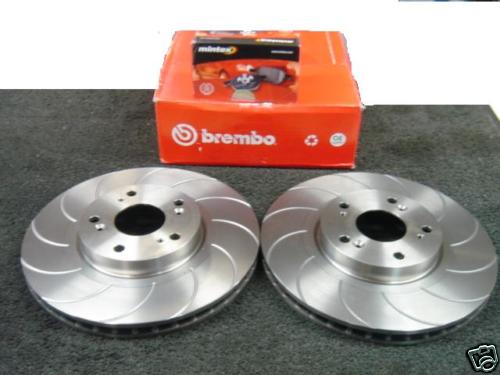 FOR  CIVIC TYPE R EP3 BREMBO GROOVED BRAKE DISC MINTEX PADS FRONT