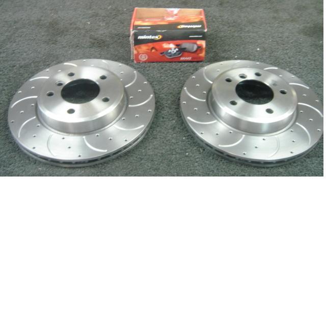 FITS HONDA CIVIC EP3 TYPE R FRONT BRAKE DISC DRILLED GROOVED MINTEX PADS 