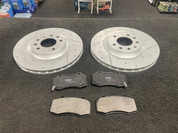 VAUXHALL CORSA VXR NURBURGRING CROSS DRILLED GROOVED BRAKE DISC BRAKE PADS 
