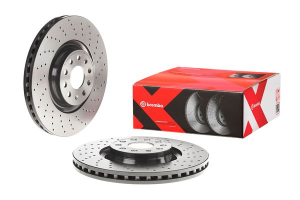 FOR AUDI S3 8V VW GOLF R MK7 FRONT DRILLED BREMBO XTRA BRAKE DISCS PAIR 340mm