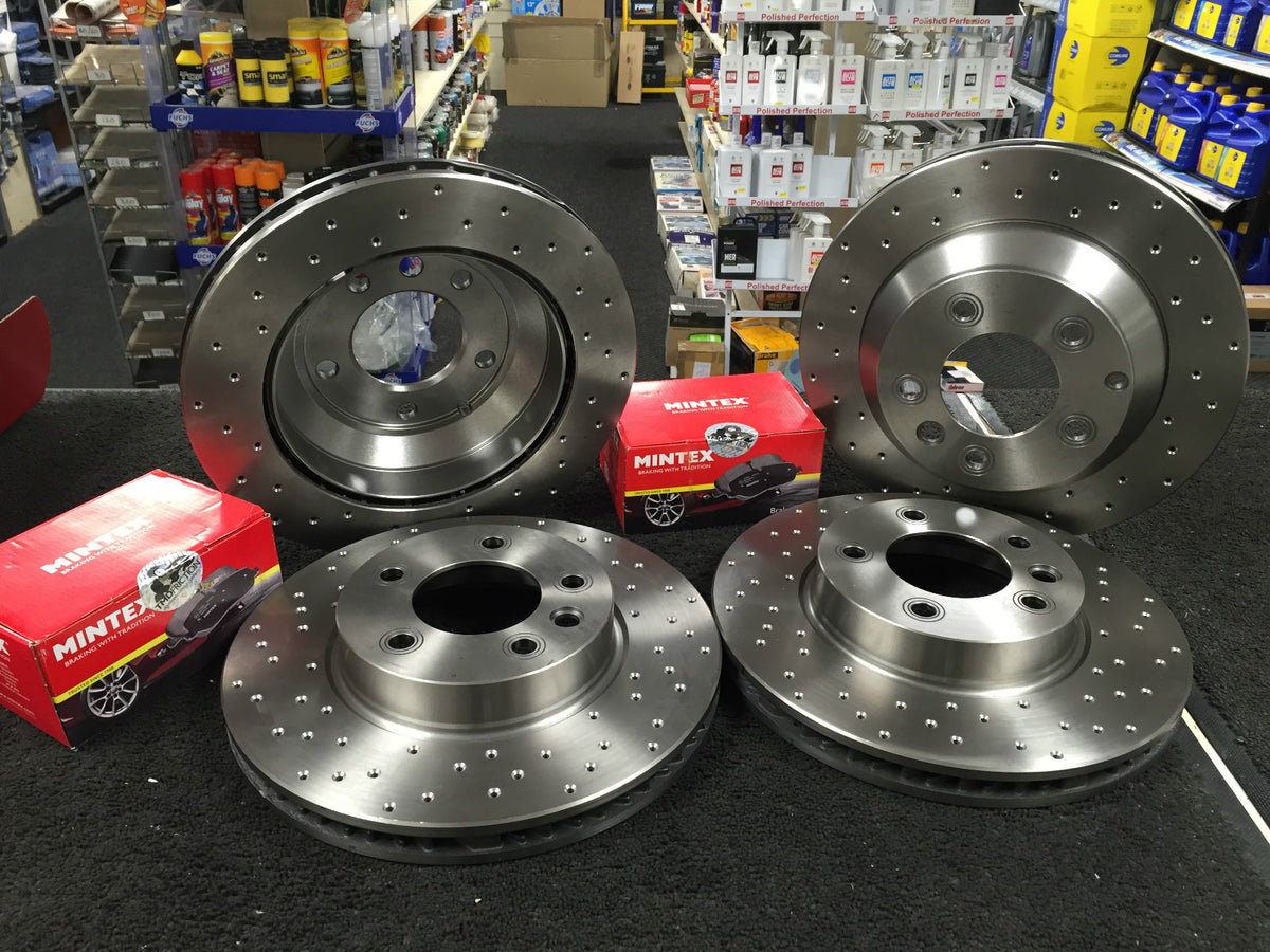 PORSCHE FRONT REAR CROSS DRILLED BRAKE DISCS FRONT REAR BOXSTER S CAYMAN