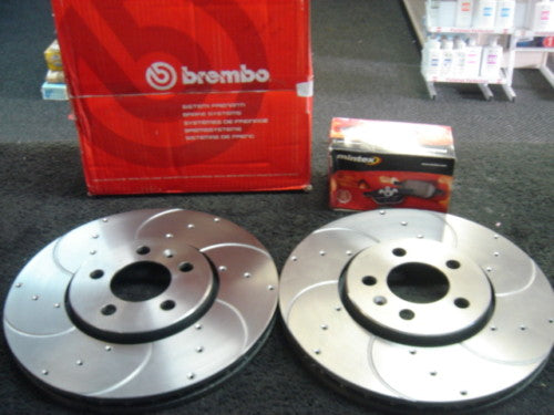 VW GOLF MK4 1.8GTI TURBO BREMBO DRILLED GROOVED FRONT BRAKE DISC PADS