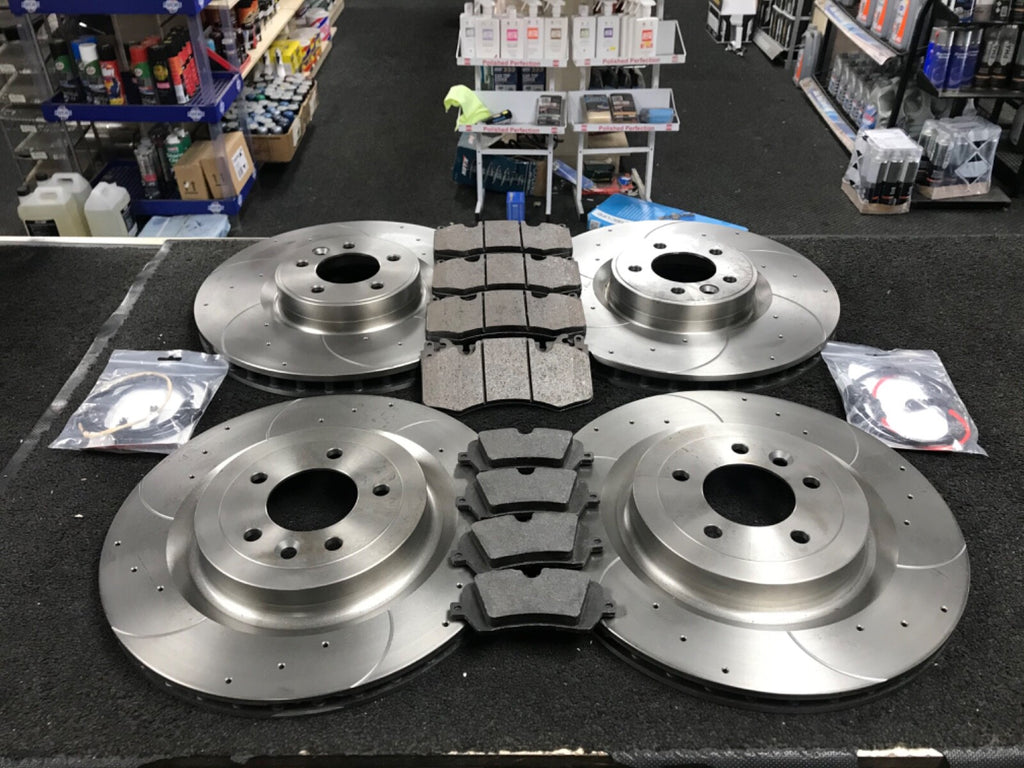 RANGE ROVER 3.0 SDV6 HYBRID MK 4 FRONT REAR DRILLED GROOVED BRAKE DISC BRAKE PAD