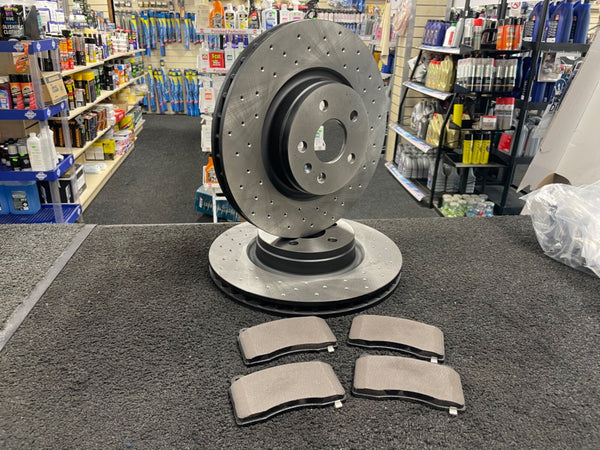 FOR TESLA S P100D LUDICROUS FRONT DRILLED PERFORMANCE BRAKE DISCS 355MM PADS