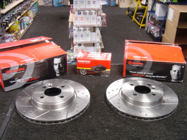 FOR MINI ONE DIESEL COOPER S R56 BRAKE DISC BREMBO CROSS DRILLED GROOVED AND PAD