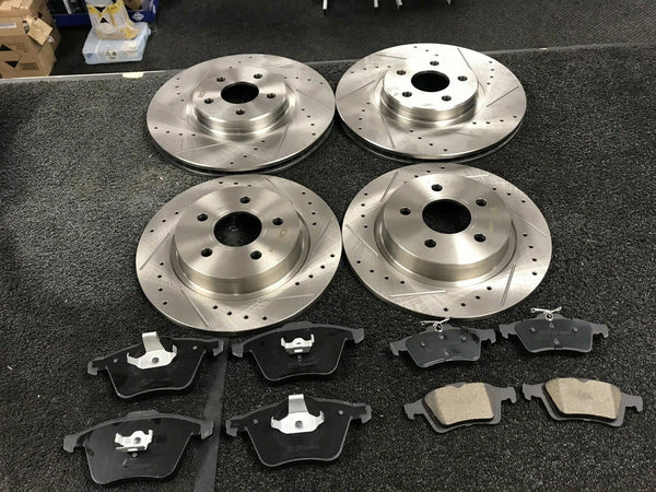 FOR FORD TRANSIT FRONT REAR COATED CROSS DRILLED GROOVED BRAKE DISCS PADS COATED