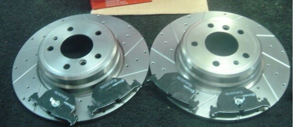 BMW 840CI (E31) DRILLED GROOVED BRAKE DISCS PADS REAR