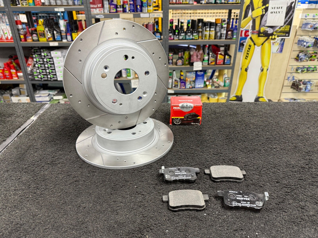 FOR  ACCORD 2.2i-DTEC SALOON TOURER BRAKE DISC DRILLED GROOVED MINTEX PADS
