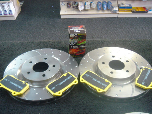 FOR NISSAN 350Z BRAKE DISC DIMPLED GROOVED PERFOMANCE PADS FRONT