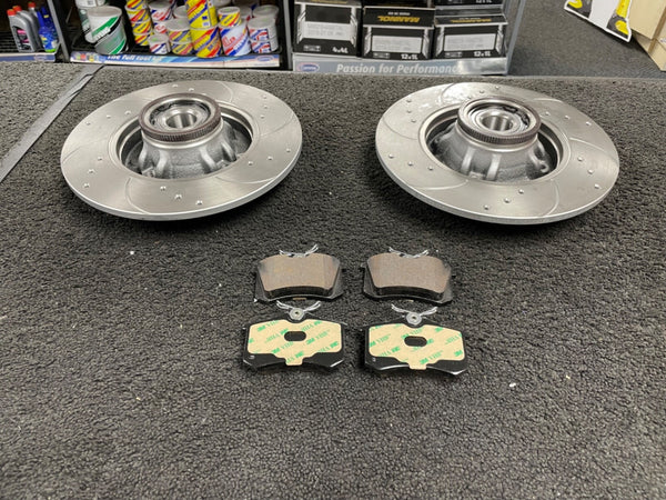 FOR  208 THP GTI SPORT (MK1 FL (IA))  REAR BRAKE DISCS PADS DRILLED GROOVED