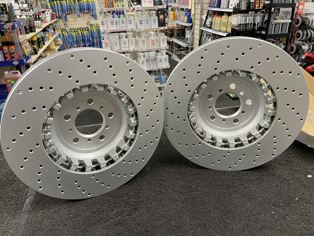 FRONT LEFT RIGHT DRILLED BRAKE DISCS FOR BMW M5 M6 F10 F06 F12 F13 COMPETITION
