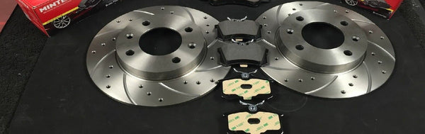 CITROEN C2 1.6HDI VTR VTS BRAKE DISC DRILLED GROOVED  REAR MINTEX BRAKE PAD