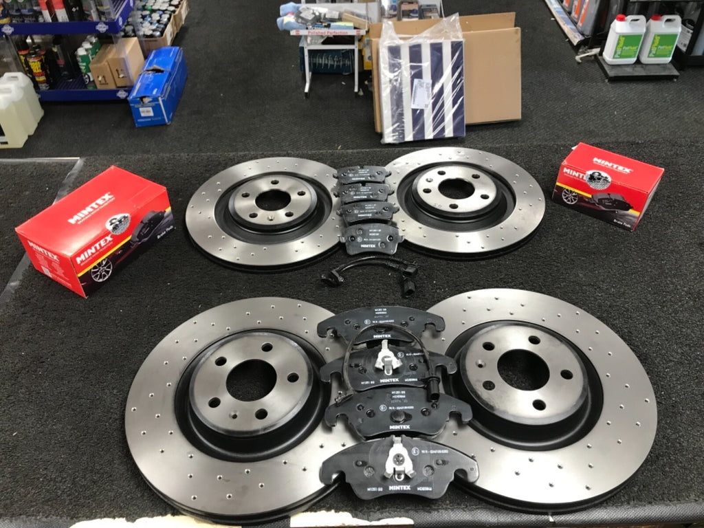 AUDI A7 3.0TDi QUATTRO 2014-2018 CROSS DRILLED BRAKE DISCS MINTEX BRAKE PADS