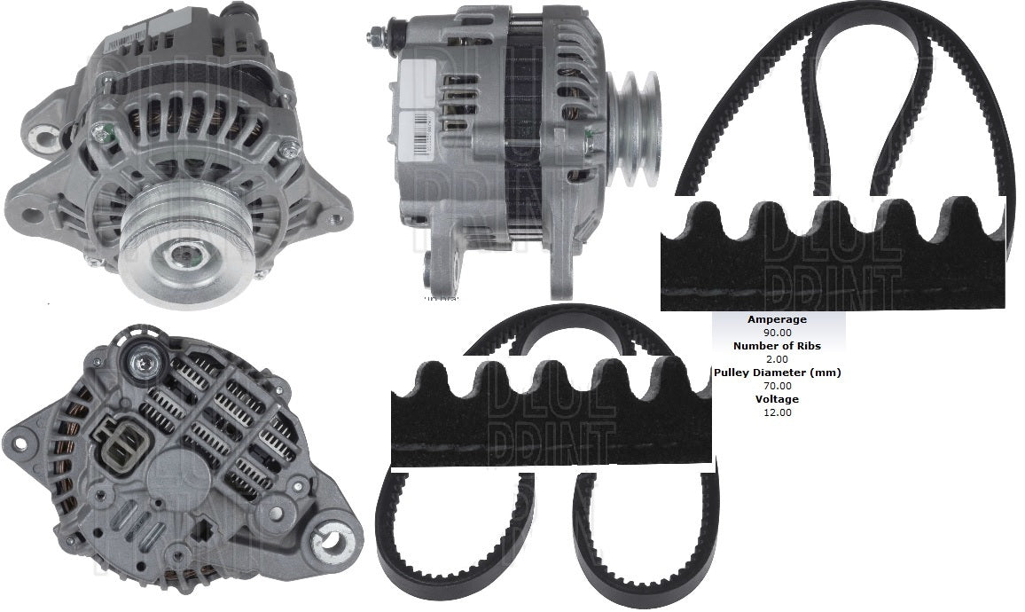 FOR MITSUBISHI DELICA 2.8 TD UPTO 06/97 90AMP ALTERNATOR AC BELTS