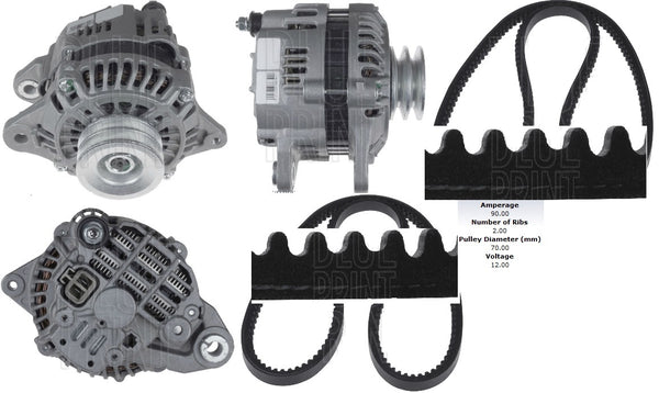 FOR MITSUBISHI DELICA 2.8 TD UPTO 06/97 90AMP ALTERNATOR AC BELTS
