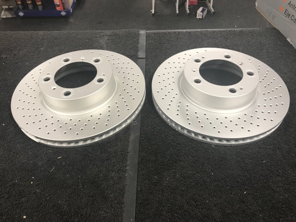 FOR CAYMAN BOXSTER S 3.4S (987) 986) BRAKE DISC FRONT CROSS DRILLED PLATINUM