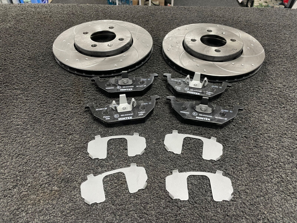 FOR VW UP SKODA CITIGO 1.0 FRONT CROSS DRILLED GROOVED BRAKE DISCS & BRAKE PADS