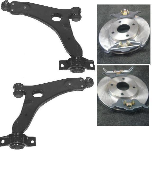 FORD FOCUS MK1 1998-2004 2 WISHBONE ARMS FRONT BRAKE DISCS PADS SUPPLY FITTED 