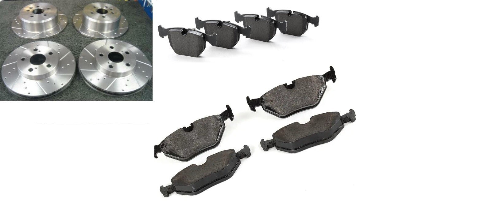 FOR 530 535 540 E39 BRAKE DISC DRILLED GROOVED FRONT REAR BRAKE DISCS AND PADS 