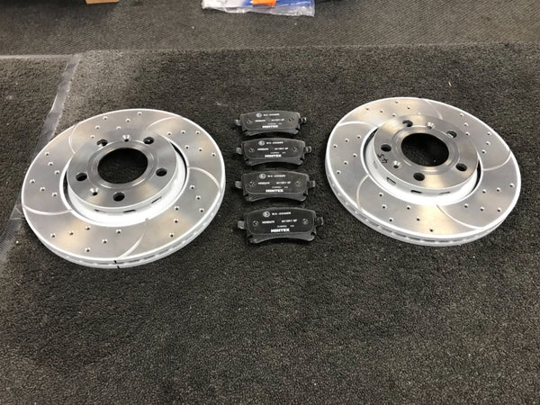 TOUAREG V6 BLACK EDITION TDI DRILLED GROOVED BRAKE DISC REAR BRAKE PAD 330MM