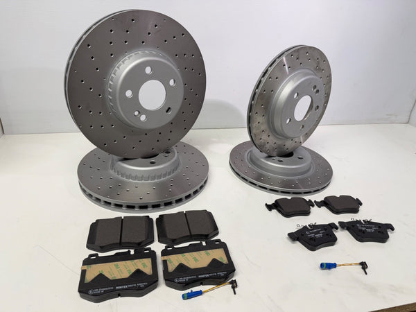 FOR C-CLASS C350 E SPORT PREMIUM (MK4 (W205))  FRONT REAR DRILLED DISCS AND PADS