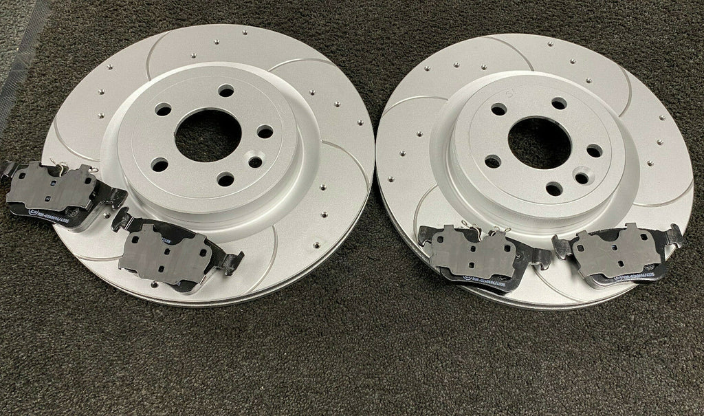 FOR RANGE ROVER VELAR 2.0TD FRONT REAR CROSS DRILLED GROOVED BRAKE DISCS PADS 