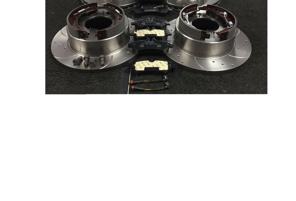 VW CRAFTER 2.0 2.5TDi CROSS DRILLED GROOVED BRAKE DISC BRAKE PAD HANDBRAKE SHOE