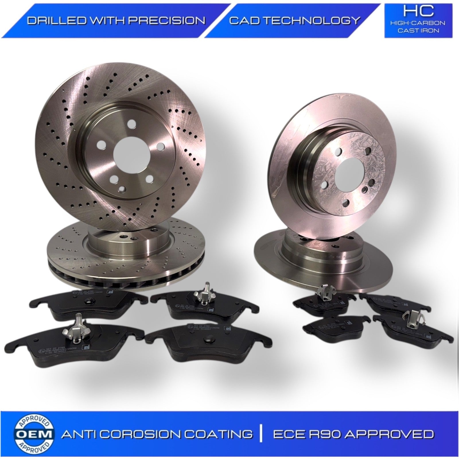 E-CLASS E220 CDI BLUEEFFICIENCY SE (MK4 (A207)) FRONT REAR BRAKE DISC PAD SET
