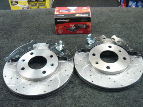 FOR PEUGEOT 106 GTI RALLYE FRONT BRAKE DISCS & MINTEX PADS DRILLED AND GROOVED 