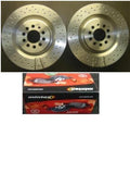 AUDI A6 C5 AVANT QUATTRO FRONT DRILLED GROOVED MINTEX BRAKE DISCS MINTEX PAD 320