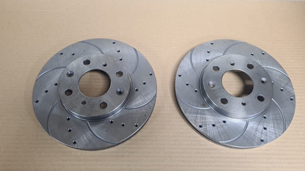 FOR HONDA JAZZ LOGO FIT FRONT DRILLED GROOVED BRAKE DISCS