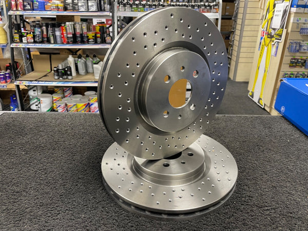 ABARTH FIAT 500 ABRATH COMPETIZIONE 2 FRONT CROSS DRILLED BRAKE DISC 305mm 4STUD