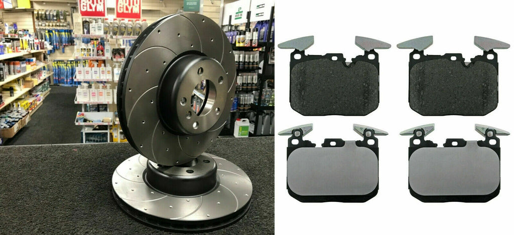 BMW F30 F20 F31 F32 DRILLED GROOVED BRAKE DISCS AND BRAKE PADS FRONT 340MM