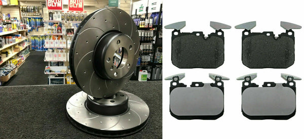BMW F30 F20 F31 F32 DRILLED GROOVED BRAKE DISCS AND BRAKE PADS FRONT 340MM