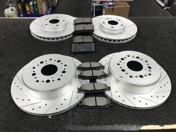 FOR LS400 SC430 ARISTO CELSIOR SC300 DRILLED GROOVED BRAKE DISC BRAKE PAD F+R