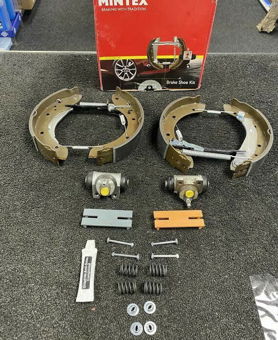 REAR MINTEX BRAKE SHOES ADJUSTER CYLINDERS FITTING KIT FIT PEUGEOT 405 MK 2 ABS