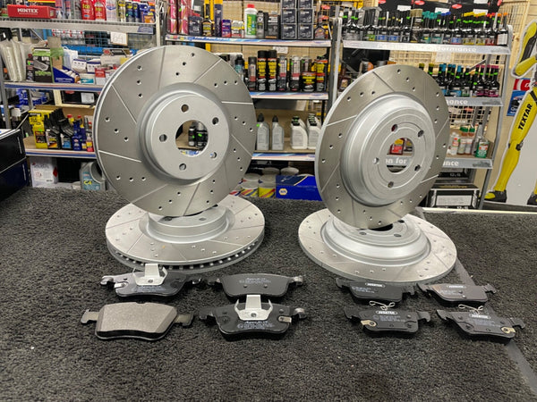 FOR FOCUS TITANIUM TDCI (MK4 (C519)) FRONT REAR DRILLED GROOVED BRAKE DISCS