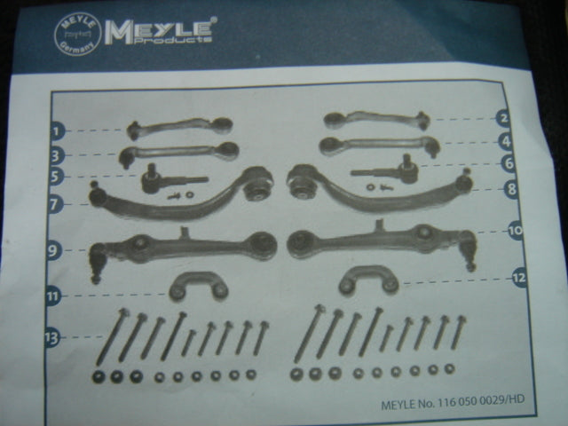VW PASSAT 1996-2000 SUSPENSION CONTROL ARM KIT COMPLETE MEYLE HD 4 YEAR WARRANTY