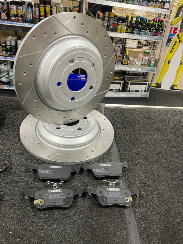 FOR FOCUS 2.3  TITANIUM TDCI (MK4 (C519)) FRONT REAR DRILLED GROOVED BRAKE DISCS