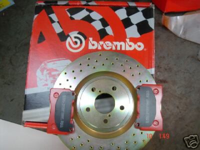 FOR IMPREZA WR1 BRAKE DISCS DRILLED PADS BREMBO FRONT