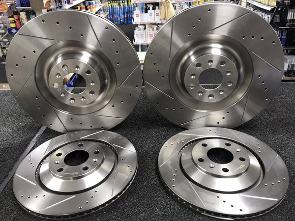 BRAKE DISC CROSS DRILLED GROOVED BENTLEY GT GTC FLYING SPUR FRONT REAR