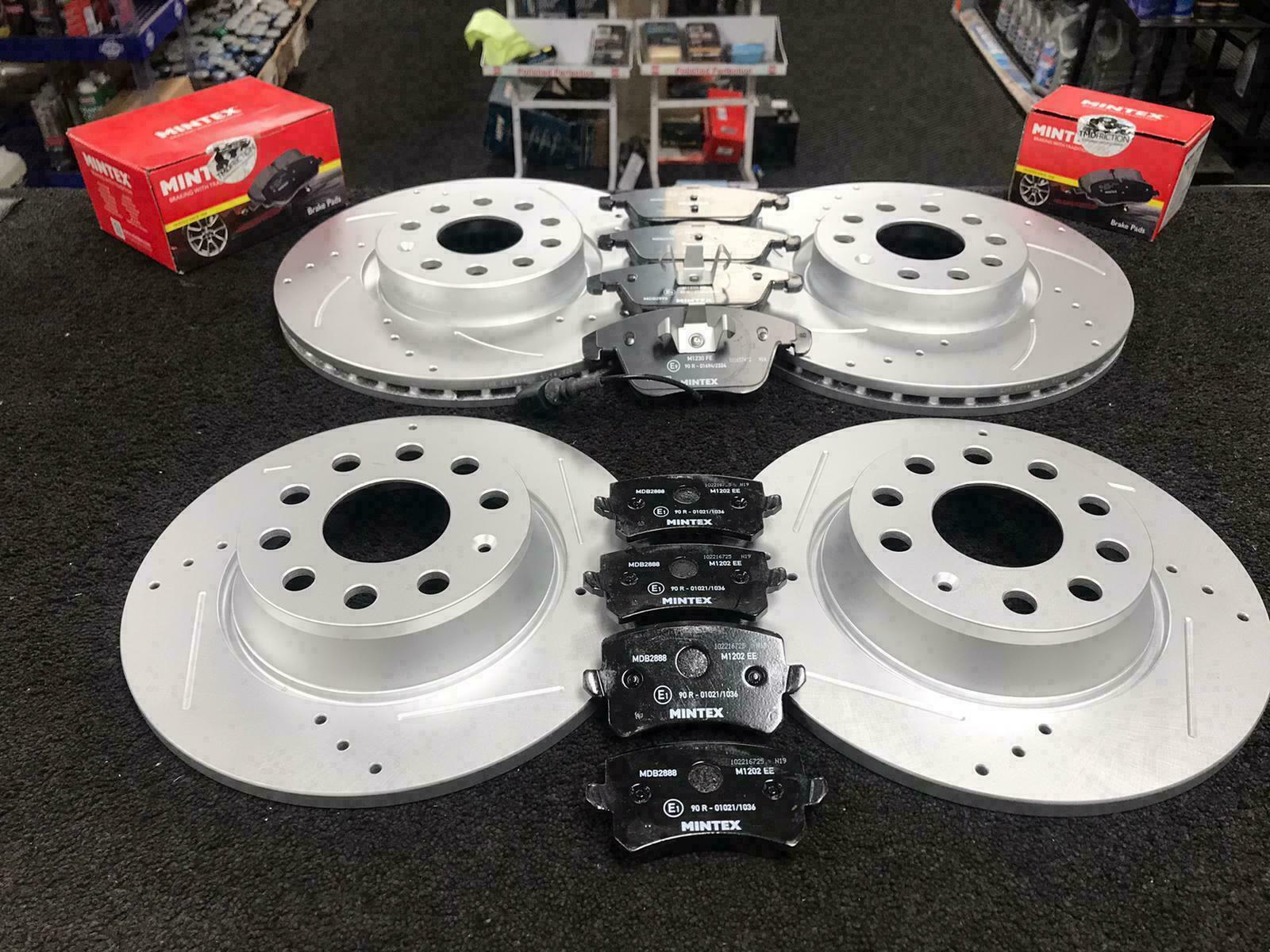 VW GOLF MK5 2.0GTi  5K1 BRAKE DISC CROSS DRILLED GROOVED BRAKE PAD FRONT REAR