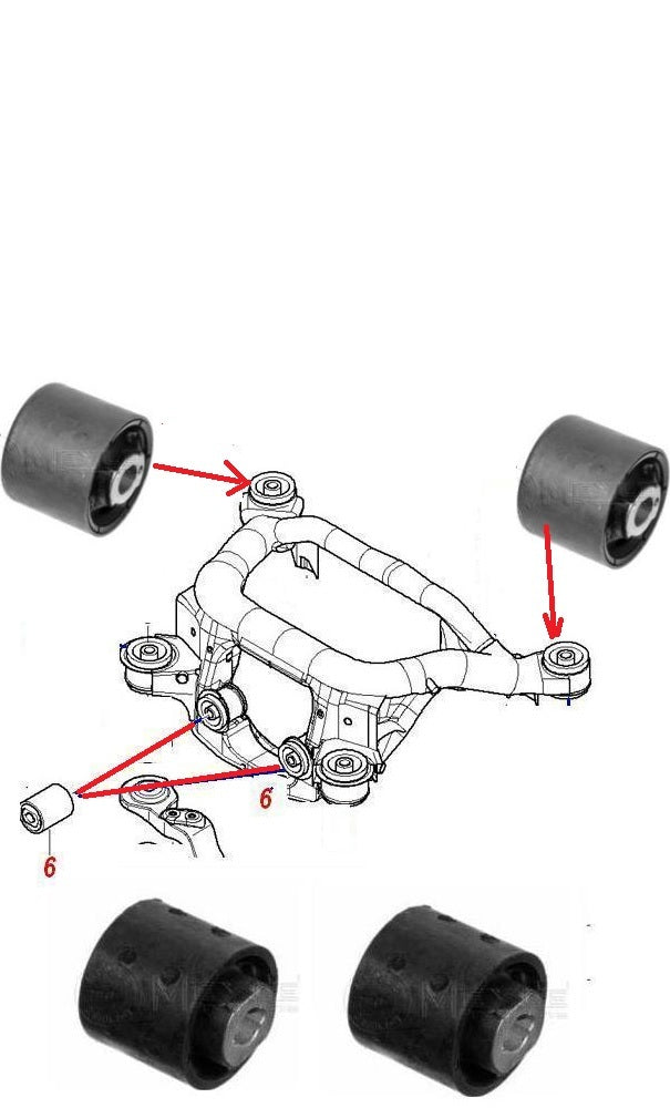 BMW 316 318 320 323 325 330 E46 REAR AXLE SUBFRAME MOUNTING BUSH KIT ALL 4