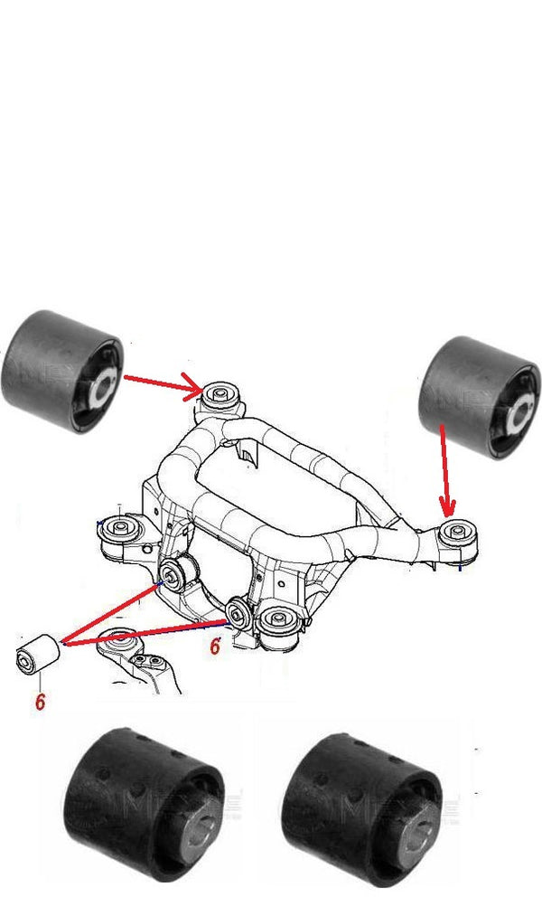 BMW 316 318 320 323 325 330 E46 REAR AXLE SUBFRAME MOUNTING BUSH KIT ALL 4