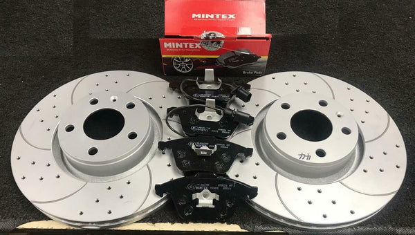AUDI A8 4.1 TDI QUATTRO SE DPF FRONT DRILLED GROOVED BRAKE DISCS AND BRAKE PADS