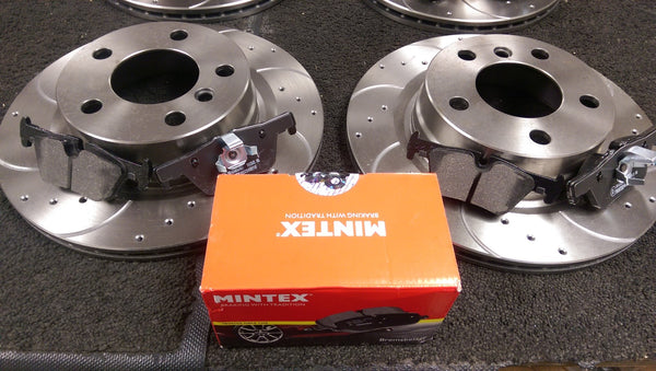BMW F20 F30 F34 F36 118i 316i 318d 418d DRILLED GROOVED REAR DISCS MINTEX PADS