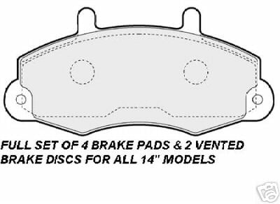 FORD TRANSIT BRAKE PADS FRONT 14" WHEELS 