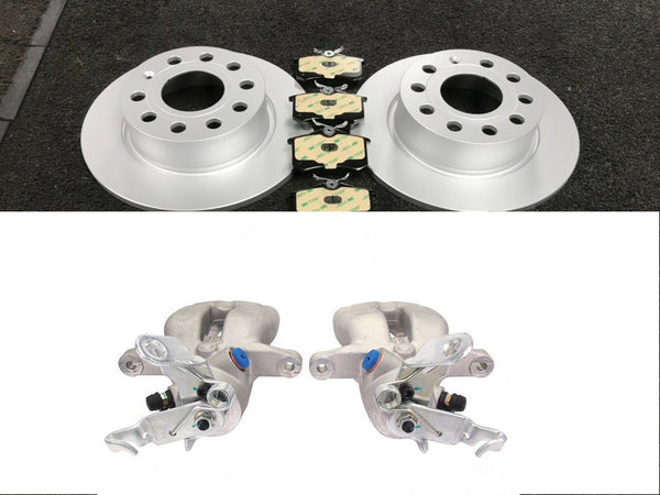 SKODA VW AUDI SEAT 2 BRAKE CALIPERS PAIR LH+RH 2 REAR DISC BRAKE PADS 260/256 MM