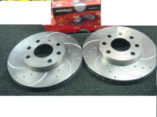CAVALIER DRILLED GROOVED BRAKE DISC MINTEX PADS 256MM