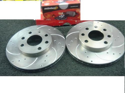 CAVALIER DRILLED GROOVED BRAKE DISC MINTEX PADS 256MM